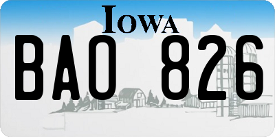 IA license plate BAO826