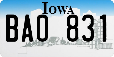 IA license plate BAO831