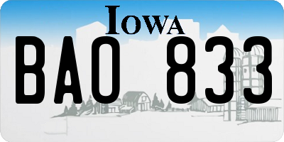 IA license plate BAO833