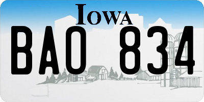 IA license plate BAO834