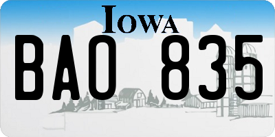 IA license plate BAO835
