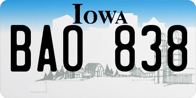 IA license plate BAO838