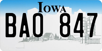 IA license plate BAO847