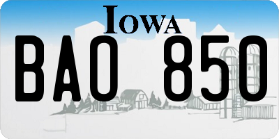 IA license plate BAO850