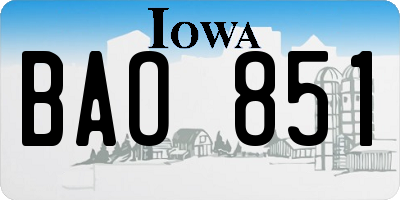 IA license plate BAO851
