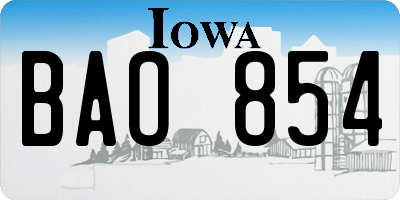 IA license plate BAO854