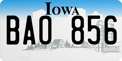 IA license plate BAO856