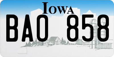 IA license plate BAO858
