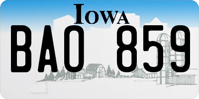 IA license plate BAO859