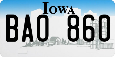 IA license plate BAO860