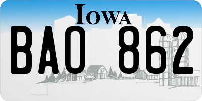 IA license plate BAO862