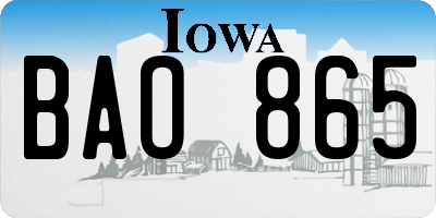 IA license plate BAO865
