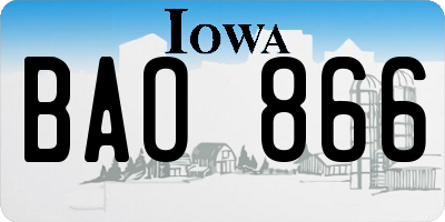 IA license plate BAO866