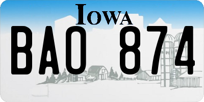 IA license plate BAO874