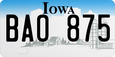 IA license plate BAO875