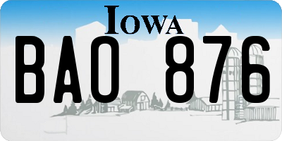 IA license plate BAO876
