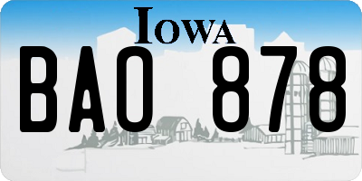 IA license plate BAO878