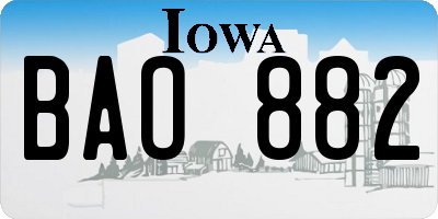IA license plate BAO882