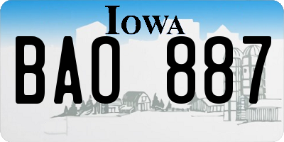 IA license plate BAO887