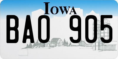 IA license plate BAO905