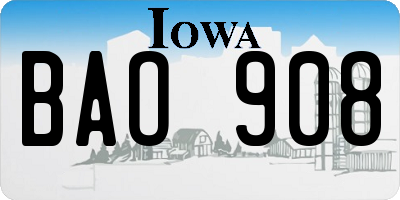 IA license plate BAO908