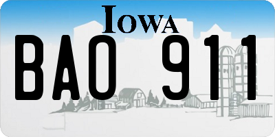 IA license plate BAO911
