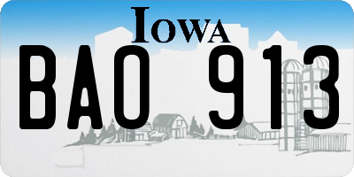 IA license plate BAO913