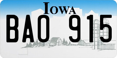 IA license plate BAO915