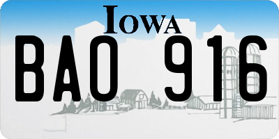 IA license plate BAO916