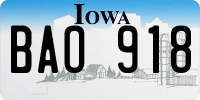 IA license plate BAO918