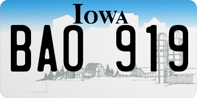 IA license plate BAO919