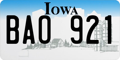 IA license plate BAO921