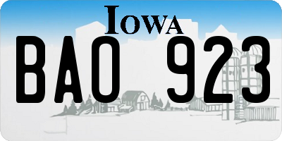 IA license plate BAO923