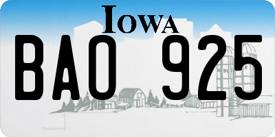 IA license plate BAO925