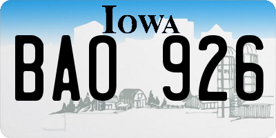 IA license plate BAO926