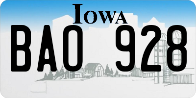IA license plate BAO928