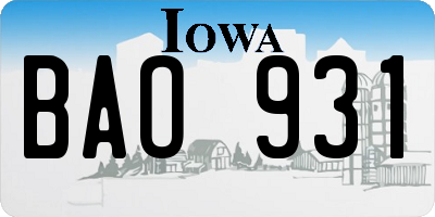 IA license plate BAO931