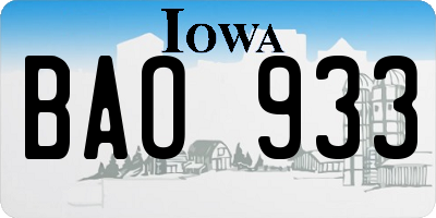 IA license plate BAO933
