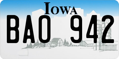 IA license plate BAO942