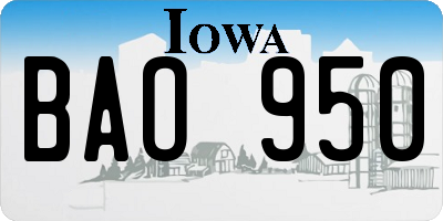 IA license plate BAO950