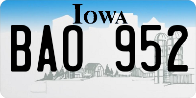 IA license plate BAO952