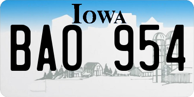 IA license plate BAO954