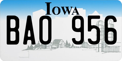 IA license plate BAO956