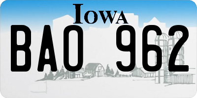 IA license plate BAO962