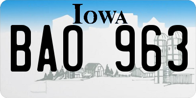 IA license plate BAO963