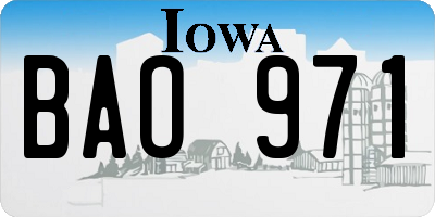 IA license plate BAO971