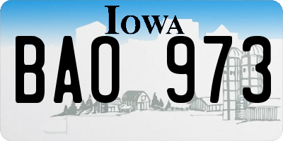 IA license plate BAO973