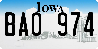 IA license plate BAO974
