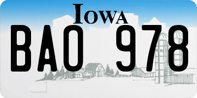 IA license plate BAO978