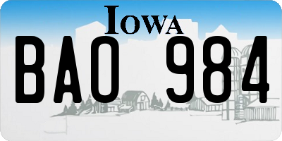 IA license plate BAO984